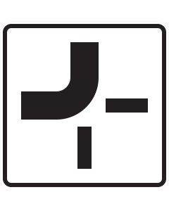 Verkehrszeichen 1002-11 Verlauf der Vorfahrtstraße an Kreuzung von oben nach links