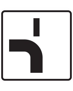 Verkehrszeichen 1002-12 Verlauf der Vorfahrtstraße an Einmündung von unten nach links mit Einmündung von oben