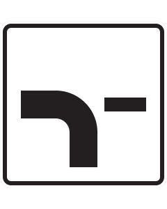 Verkehrszeichen 1002-13 Verlauf der Vorfahrtstraße an Einmündung von unten nach links mit Einmündung von rechts