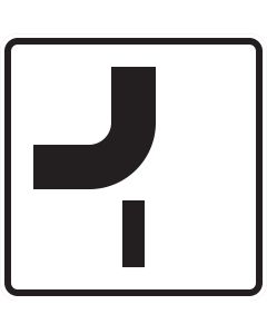Verkehrszeichen 1002-14 Verlauf der Vorfahrtstraße an Einmündung von oben nach links mit Einmündung von unten