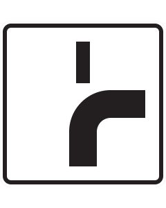 Verkehrszeichen 1002-22 Verlauf der Vorfahrtstraße an Einmündung von unten nach rechts mit Einmündung von oben