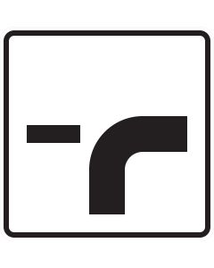 Verkehrszeichen 1002-23 Verlauf der Vorfahrtstraße an Einmündung von unten nach rechts mit Einmündung von links