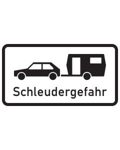 Verkehrszeichen 1006-30 Schleudergefahr für Wohnwagengespanne – Zusatzzeichen mit Pkw und Wohnanhänger Symbol nach StVO
