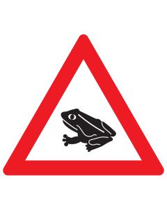 Verkehrszeichen 101-14 „Amphibienwanderung – Aufstellung rechts“ zur Warnung vor wandernden Amphibien und saisonalen Krötenwanderungen nach StVO