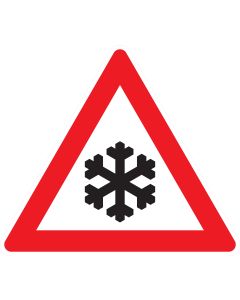 Verkehrszeichen 101-51 „Schnee- oder Eisglätte“ zur Warnung vor glatten Fahrbahnen durch Schnee oder Eis nach StVO