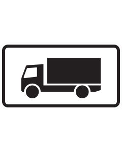 Schwarzes Lkw-Sinnbild für Kraftfahrzeuge über 3,5 Tonnen auf weißem Zusatzzeichen 1010-51 ohne Schriftzug