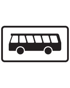 Schwarze Seitenansicht eines Kraftomnibusses auf weißem Zusatzzeichen 1010-57 ohne Schriftzug
