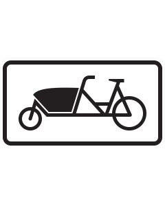 Zusatzzeichen 1010-69 mit schwarzem Lastenfahrrad-Sinnbild auf weißem Grund