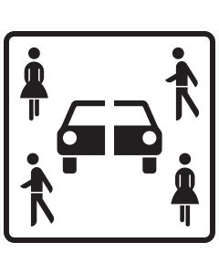 Zusatzzeichen 1010-70 mit amtlichem Carsharing-Sinnbild aus vier Personen und einem geteilten Auto