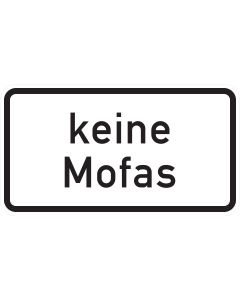 Zusatzzeichen 1012-33 Keine Mofas mit schwarzer Schrift und Rand auf weißem Grund