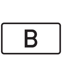 Zusatzzeichen 1014-50 für ADR-Tunnelkategorie B mit schwarzem Buchstaben B auf weißem Grund