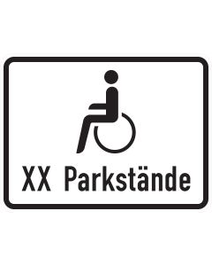 Zusatzzeichen 1044-12 mit Rollstuhlsymbol und individuell wählbarer Anzahl der reservierten Parkstände