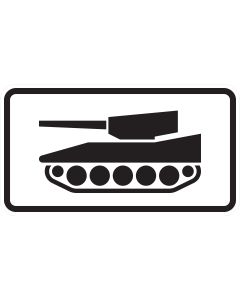 Zusatzzeichen 1049-12 mit schwarzem Panzer-Sinnbild für militärische Kettenfahrzeuge