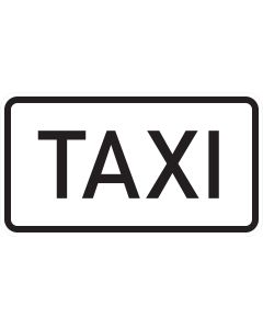 Verkehrszeichen 1050-30 mit großer schwarzer Aufschrift „TAXI“ auf weißem Zusatzschild