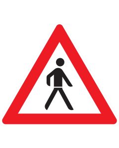 Verkehrszeichen 133-20 „Fußgänger – Aufstellung links“ nach StVO zur Warnung vor Fußgängerverkehr bei linksseitiger Fahrbahnaufstellung