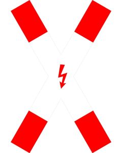 Verkehrszeichen 201-51 Andreaskreuz mit Blitzpfeil nach StVO