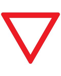 Selbstklebender Aufkleber im Design von Verkehrszeichen 205 Vorfahrt gewähren mit weißer Innenfläche und rotem Dreiecksrand