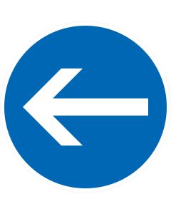 Verkehrszeichen Nr. 211-10 „Vorgeschriebene Fahrtrichtung – hier links“ nach StVO aus Aluminium.