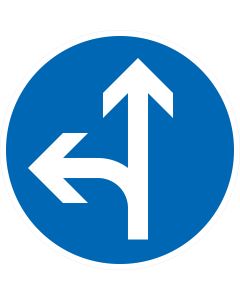 Verkehrszeichen 214-10 Vorgeschriebene Fahrtrichtung geradeaus oder links nach StVO aus Aluminium