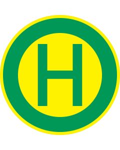 Rundes Verkehrszeichen 224 mit grünem Ring, gelbem Hintergrund und grünem H – Haltestelle gemäß StVO