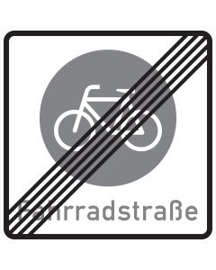 Verkehrszeichen Nr. 244.2 „Ende einer Fahrradstraße“ nach StVO zur Kennzeichnung des Endes einer Fahrradstraße und der dort geltenden Sonderregelungen.