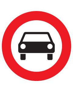 Rundes Verkehrszeichen 251 mit rotem Rand und schwarzem Pkw-Symbol – Verbot für Kraftwagen gemäß StVO