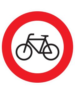 Rundes Verkehrszeichen 254 mit rotem Rand und schwarzem Fahrradsymbol – Verbot für Radverkehr gemäß StVO