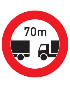 Verkehrszeichen 273 „Verbot des Unterschreitens des angegebenen Mindestabstandes“ mit individueller Abstandsangabe nach StVO.