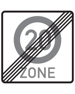 Verkehrszeichen 274.2-20 Ende einer Tempo 20-Zone nach StVO