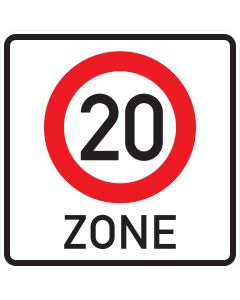 Verkehrszeichen 274.1-20 „Beginn einer Tempo 20 Zone in verkehrsberuhigten Geschäftsbereichen“ nach StVO.