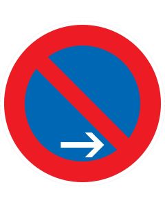 Verkehrszeichen Nr. 286-20 „Eingeschränktes Haltverbot – Ende – Aufstellung rechts“ nach StVO aus Aluminium.