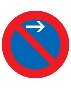 Verkehrszeichen Nr. 286-21 „Eingeschränktes Haltverbot – Anfang – Aufstellung links“ nach StVO aus Aluminium.