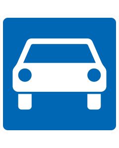 Blaues Verkehrszeichen 331.1 Kraftfahrstraße mit weißem Pkw-Sinnbild