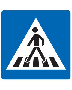 Verkehrszeichen 350-10 „Fußgängerüberweg – Aufstellung rechts“ zur Kennzeichnung eines Zebrastreifens