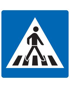Verkehrszeichen 350-20 „Fußgängerüberweg – Aufstellung links“ zur linksseitigen Kennzeichnung eines Zebrastreifens