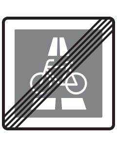 Verkehrszeichen 350.2 Ende des Radschnellwegs mit durchgestrichenem Fahrradsymbol und Fahrbahndarstellung