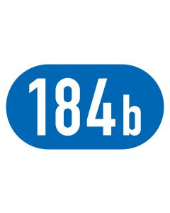 Blaues Verkehrszeichen 406-51 mit beispielhafter mehrstelliger Autobahn-Knotenpunktnummer 184b
