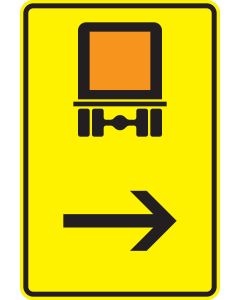 Verkehrszeichen 422-22 Wegweiser für kennzeichnungspflichtige Fahrzeuge mit gefährlichen Gütern hier rechts nach StVO aus Aluminium