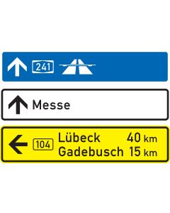 VZ Nr. 434-52 Tabellenwegweiser - aufgelöste Form (nur innerorts) mit Bundesstraßennummer