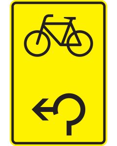 Verkehrszeichen 442-17 Vorwegweiser für den Radverkehr im Kreisverkehr linksweisend