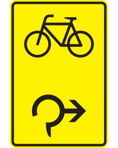 Verkehrszeichen 442-27 Vorwegweiser für den Radverkehr im Kreisverkehr rechtsweisend