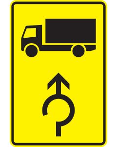 Verkehrszeichen 442-30 Vorwegweiser für Kraftfahrzeuge über 3,5 t im Kreisverkehr geradeaus