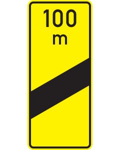 Verkehrszeichen 450-53 Ankündigungsbake gelb einstreifig 100 Meter