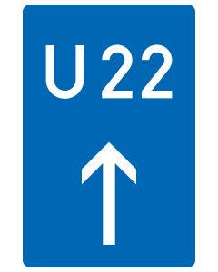 Verkehrszeichen 460-30 Bedarfsumleitung geradeaus mit individueller Umleitungsnummer auf blauem Wegweiserschild.