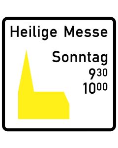 Verkehrszeichen Nr. GD 1 "Gottesdienst-Hinweisschild (katholische Kirche)"
