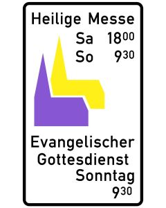Verkehrszeichen Nr. GD 3 "Gottesdienst-Hinweisschild (evangelische & katholische Kirche)"