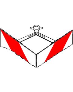 Spezialhalterung RJH aus feuerverzinktem Stahl, montierbar für zwei Richtungstafeln 500×500 mm, mit Einstellbereich 60–110 Grad und Ø60-mm-Rohraufnahme
