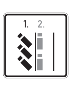 VZ Nr. 1053-56 Lkw-Parken in Fahrgassen links mit Schrägparkständen links