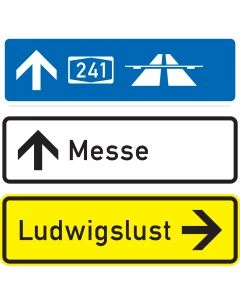 VZ Nr. 434-53 Tabellenwegweiser - aufgelöste Form (nur innerorts) ohne Bundesstraßennummer